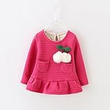 (チェリーレッド) CherryRed ベビー 女の子 防寒対策 綿服 スウェット Tシャツ 厚手 可愛い 暖かい 遊び着 普段着 95 ローズレッド