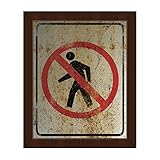 No Weathered歩行者: IndustrialインドアStreet Sign in Black & Red On rusty-pattern壁アートプリント 20x24 RSN0000024F