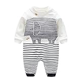 Weixinbuy幼児赤ちゃん象ストリップ印刷snap-upロンパースFootie Clothes US サイズ: S カラー: ホワイト