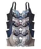 [ニッセン] 花柄刺しゅうリフトアップブラジャー４枚組 4枚組(ダークカラー) B70