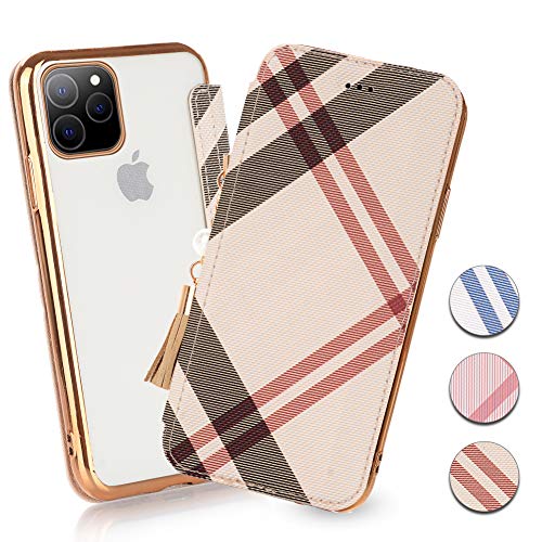 iPhone 11 Pro ケース手帳型 2019 かわいい 格子 グリッド チェック柄 タッセル iphone 11 Xs 携帯ケース 2019 スマホケース iphone 11 Pro 携帯カバー ビジネス 大人風 シンプル メッキ加工 カバー 2019 アイフォン 11 Pro 携帯電話ケース おしゃれ 防水ソフトTPU 透明カバー 可愛い 高品質PU 耐衝撃 最軽量 アイフォン 11 Pro 5.8 防塵 耐汚れ 手帳型 ケース(2019 iPhone 11 Pro(5.8″)ベージュチェック)