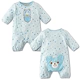 InitialG【イニシャルジー】ベビー服 新生児 赤ちゃんの服 秋 冬 スナップ オーガニックコットン 長袖 肌着 柄 子供017-bcfs-xhy036 (90cm, ブルー)