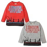 (レッド/80cm)ベビー服 男の子 Tシャツ 長袖 フロントプリント 男児 ベビー