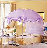 蚊帳　ワンタッチ式　テント型　底付き　ベッドに収まる　折り畳み　三つドア設計　虫蚊対策 (1.2m ベッド用, 紫)