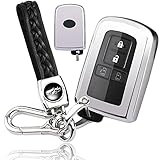 yoshinari トヨタ 専用 TOYOTA ハリアー 60系 ノア 80系 ヴォクシー80系 エスクァイア80 アルファード 30系 ヴェルファイア30系 シエンタ クラウン カムリ ランドクルーザー 200系 プリウスα エスクワァイア 専用 キーケース キーカバー キーホルダー (セット、シルバー)