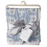 Living Textiles Muslin Jacquard Blanket, Blue Elephant by Living Textiles [並行輸入品]