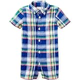 Ralph Lauren(ラルフローレン) マドラスチェックシャツカバーオール(Blue)/ショートオール 18M(12-18ヶ月) [並行輸入品]