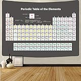 Black and White Chemical Element Periodic Table Tapestry, Wall Hanging Canvas, Corridor, Living Room and Bedroom L51’’*W59’’