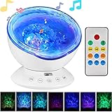 totobay 12 LEDリモートコントロールOcean WaveプロジェクタNight Light with 7色変更照明モード、bulit-inミニ音楽プレーヤー、リビングルームとベッドルーム[