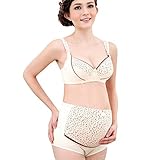 YING LAN 妊婦 授乳 ブラジャー ショーツ 上下 セット カワイイ ワイヤー入り ふわふわ ボーダー 綿 肌の色