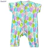 オーシャンアンドグラウンド｜ベビー肌着半袖ロンパース｜バルーン柄｜グリーン