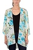 viiviikay花のプリントシフォン薄手着物オーバーサイズカーディガンケープトップス US サイズ: S