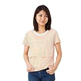 ミルフェルム 授乳服 接触冷感 消臭機能 ボーダーTシャツ L オレンジ×オフ(32) カシュクール ミラキュラスクール マタニティ 下着 インナー 産前産後 春夏秋 授乳口付き ひんやり