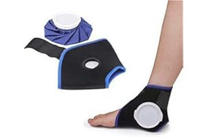 足首アイシングサポーター 6インチ氷嚢付き アイシングバッグ サポーター 氷のう 冷温両用 スポーツ 足首 固定 サッカー 野球 ランニング フリーサイズ 男女兼用