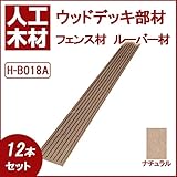 ウッドデッキ 人工木材 人工木 部材 樹脂ウッドデッキ フェンス材 ルーバー材 72×11×2000mm【H-B018A】【2色選択可】 (ナチュラル・12本セット)