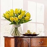 Auntwhale 10PCSウェディングインテリアPUチューリップ人工ウェディングホームデザインブーケフラワー