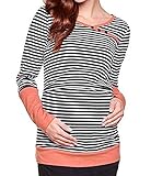 授乳服長袖ボーダートレーナーマタニティウェアトップス