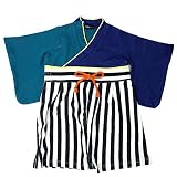 DONOBAN MAMA SELECT ドノバンママセレクト 袴オール カバーオール ロンパース ストライプ 小花柄 男の子 女の子 ベビー 70 80 出産祝い はかま｜70 N.ネイビー