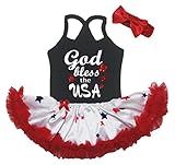 [キッズコーナー] アメリカの独立記念日 God Bless The USA 7月4日 ベビー服 ヘアバンド付き ワンピースドレス チュチュ (Black, 0-6 Months) [並行輸入品]