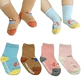 flyingp 5ペアかわいい動物ストライプベビー幼児用アンチスリップスキッドソックス6 – 18ヶ月の Length 8-11cm/3.21-4.3inch WZ026