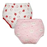 女の子　安心な防水素材を使用した４層トレーニングパンツ２柄２枚組　80㎝：90㎝：95㎝ (80cm)