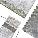タロットクロス ベルベット タロットカード用 大判 厚手 占いマット タロットテーブルクロス 65×65cm ポーチ付き プロ仕様 高級 手品 マジック 占い 鑑定 テーブルクロス (グレー)