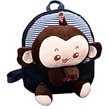 赤ちゃん こども用 リュックサック キッズ アニマル バック バック サル　モンキー　ぬいぐるみ 付 (ブラック)
