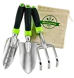 3-Piece Garden Tool Set with Ergonomic Handles from Homegrown Garden Tools; Includes Burlap Tote Sac