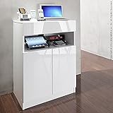 キャビネット ホワイト 鏡面 背面収納（ルーター収納）付き リビングキャビネット 幅60cm 木製 リビング収納 リビングボード サイドボード