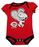 シンシナティレッズLoveスヌーピーat Bat Infantサイズ6 – 9か月Onesie /ボディスーツ – フリル付き袖赤クリーパー