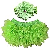 Dealzip Inc新生児赤ちゃん女の子レースRuffle Bloomer with Flowerヘアバンドコンボ カラー: グリーン