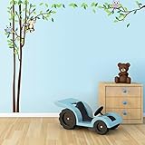 Ryuan Owl and Monkey on Tree Branch Wall Decal Sticker Large size Home Decor Nursery Wall Decorative