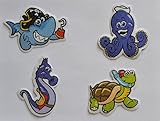 バスタブシャワーステッカージャンボパック( Shark、タコ、タツノオトシゴ、and Turtle )
