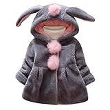 サクララ(Sakulala)ベビー服 ワンピース 子ども服 ふわふわ 着ぐるみ 秋冬 長袖 防寒 ベビー服 暖かい フード付き ウサギ 耳 男女兼用 (80, グレー)