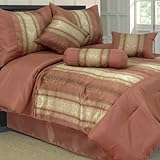 Lavish Home 7ピースKendallジャカード掛け布団 クイーン オレンジ 66-0005-Q