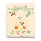 Spasilk Baby-Girls Newborn Extra Thick Plush Blanket with Satin Trim, Yellow Duck, 30 Inchx40 Inch [