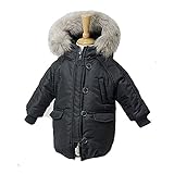 [ALBJHB] Toddlers Boys' Infant Heavy Parka Jacket Winter Coat with Faux Fur Trimmed Hood 【ALBJHB]フェイ
