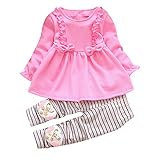 Tovadoo 子供服 ベビー服 女の子 トップス+ズボン セットアップ 長袖 秋冬 ワンピース リボン 縞模様 ハート パーティー 保育園