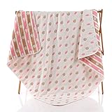 6重ガーゼ 綿毛布 110×110cm 肌に優しい 無添加 夏 秋 冬 綿100％ 吸汗速乾 丸洗いOK (ピンク)