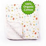 BabaMate Premium 6 Layer Organic Muslin Dream Blanket - Oversized 35 inches x 35 inches - Best Baby/