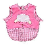 かわいい漫画の羊ノースリーブベビービブズ赤ちゃん摂食ビブズダークピンク、0-2歳