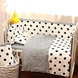 Rart コットンのリバーシブル ベビーベッド バンパー,赤ちゃんの寝具の設定 保育園ゆりかご装飾 まぐさ桶の寝具のソフト クッション安全プロテクター衝突抵抗力があります。 -A 110x65cm(4