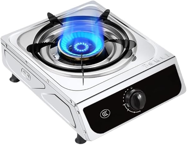 AOUMKガスコンロ ポータブル 業務用 高圧直火コンロ 1バーナー中華なべ 5.2Kw ガスコンロ ステンレス製コンロ (双渦巻強火 シングルバーナー,プロパンガス) - 1