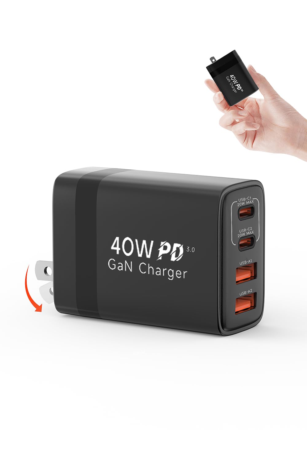 【40%OFF】【998円】 Evospace 40W PD 折りたたみ式プラグ 4ポート 急速充電器