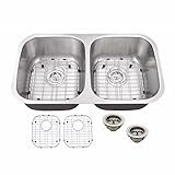 Cahaba ca122129 29 – 1 / 8 x 18 – 1 / 2 18ゲージステンレススチールダブルボウル50 / 50キッチンシンクwith Twist andロックStrainer 