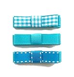 Baby Deer Clips ヘアクリップ for ベビー キッズ リボン３個セット (ターコイズ)