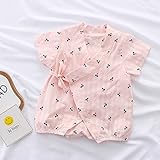 Dizoon 夏 甚平 ロンパース ベビー 新生児 男女兼用 女の子 綿麻 カートゥーン 果物 白 灰 青 ピンク 66 73 80 90cm