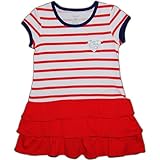 カーターズ（Carter's）【赤ボーダー&ラメハートワンピ】【7歳用】女の子レッドボーダー&ラメハート柄ポケットフレアスカート半袖ワンピース 7years 130cm フリル付きドレス,ギフトプレゼ