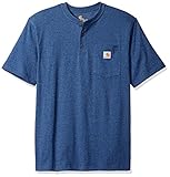Carhartt 男性用中量ジャージー生地 ヘンリーネック ポケット付き半袖作業着 オリジナルフィット US サイズ: S カラー: ブルー