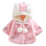 QIAONAI ベビー服　子供ケープ 　女の子コート　赤ちゃん服　ベビー服 　うさぎの耳　フード付き 　防寒　 ふわふわ　 暖かい　アウターウェア ソフト カバーオール 子供服　着脱やすい　満月/出産